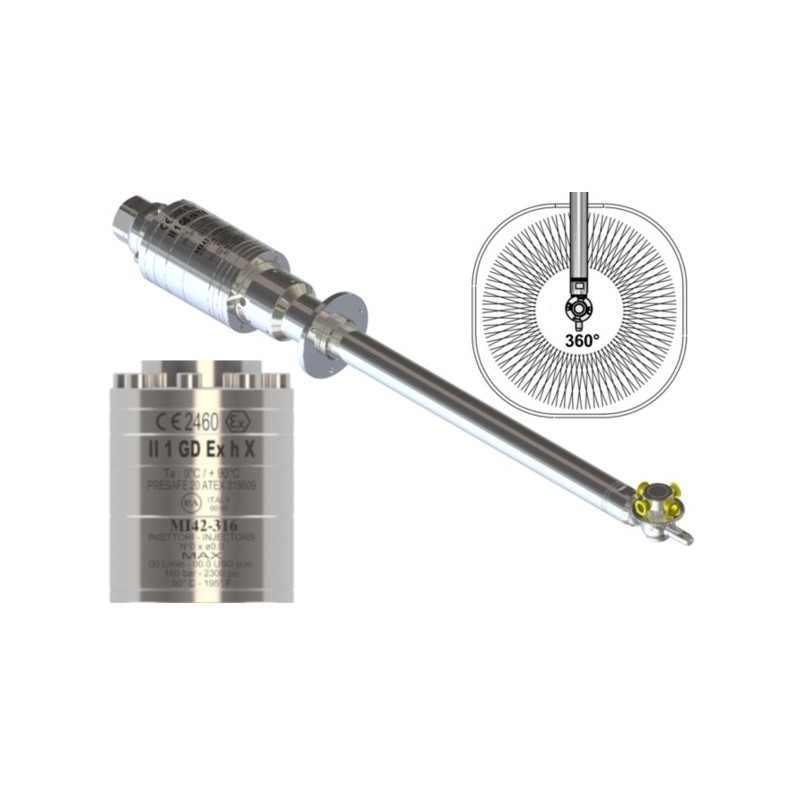 MI42-316- Głowica silnikiem idrocinetico - Ø62,5 mm - czyszczenie zbiorników - NSF-FDA zgodny-- Atex 2460 – 25.3650.50