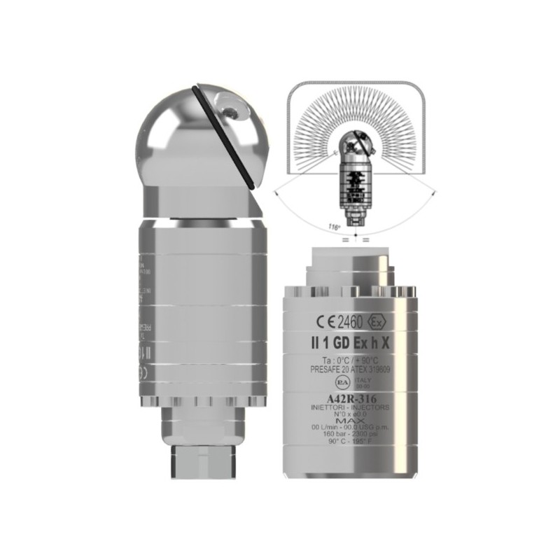 A42R-316 - Samobieżna głowica - czyszczenie zbiorników- zatwierdzona- NSF-FDA zgodny-- Atex 2460 – 25.5600.40