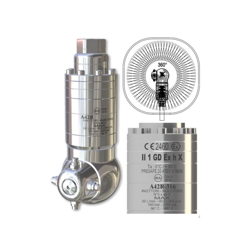 A42R-316 -360° - Samobieżna głowica - czyszczenie zbiorników a 360° - - NSF-FDA zgodny-- Atex 2460 – 25.5700.50