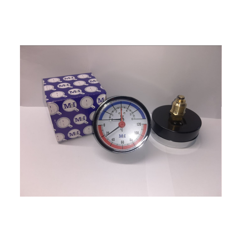 THERMO-MANOMETER poziomy fi80 1/2 0-6bar 120C Mei